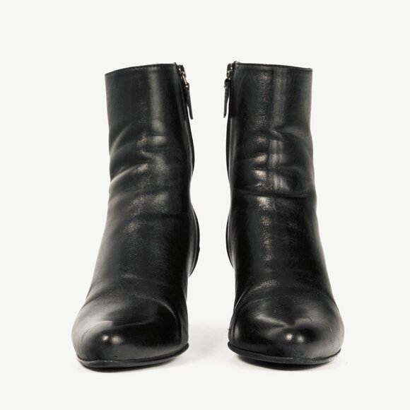 Prada Black Leather Almond-Toe Ankle Boots - Picture 2 of 10